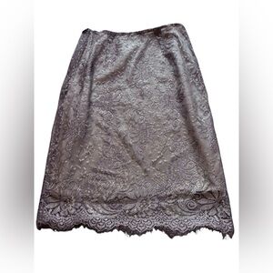 Next Taupe Lace Skirt Size UK 10 EU 38 Metallic Floral Knee Length